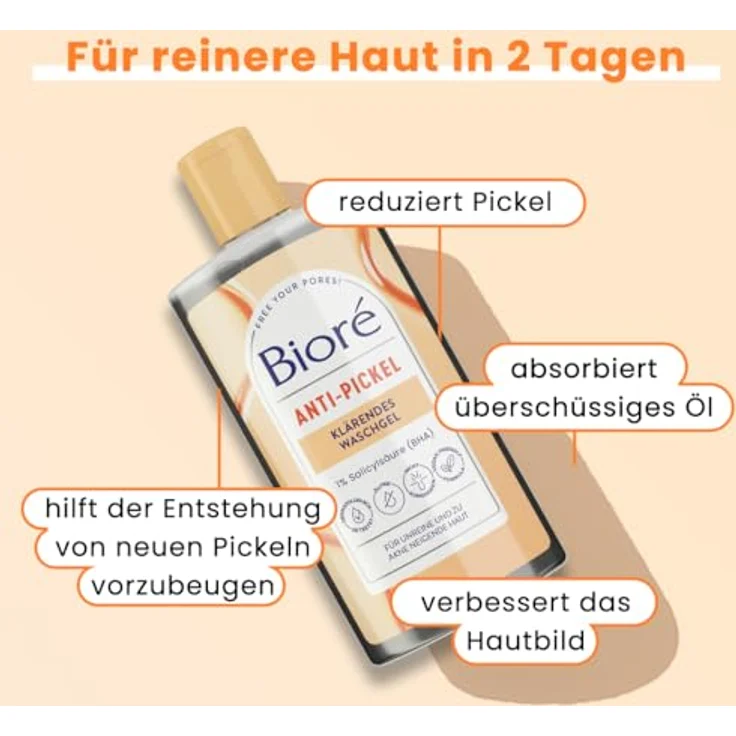 Biore Pflege Gesichtspflege Aktivkohle Anti-Pickel Waschgel 200 ml Tagespflege, für Damen und Herren – Bild 3