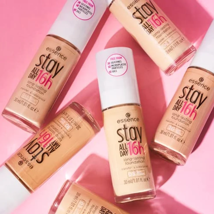 Essence STAY ALL DAY 16H Foundation, langanhaltende Make-up mit super softer Textur, silikonfrei, 30ml – Bild 5