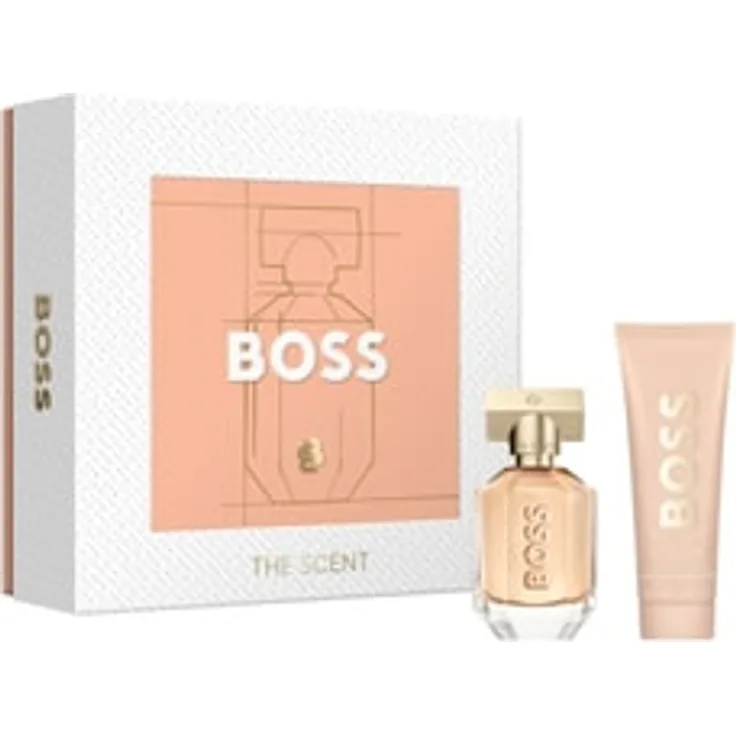 HUGO BOSS Boss The Scent Eau de Parfum 30 ml und Bodylotion 50 ml, Damen Duftset mit blumigen und ambrierten Noten, weiße Geschenkschachtel