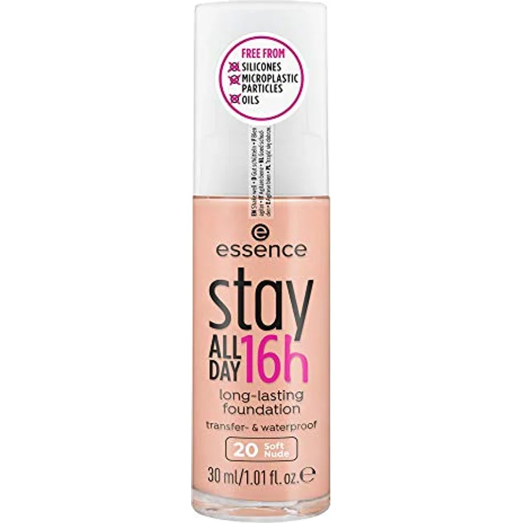 Essence STAY ALL DAY 16H Foundation, langanhaltende Make-up mit super softer Textur, silikonfrei, 30ml – Bild 3