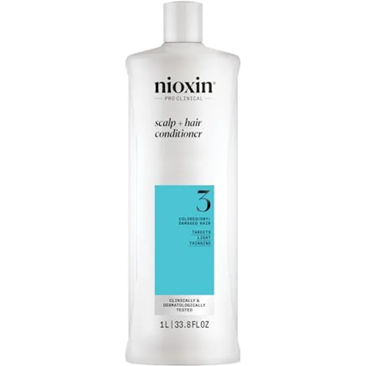 NIOXIN Scalp + Hair System 3 Conditioner – Haarspülung für coloriertes, trockenes & strapaziertes Haar. Beugt dünner werdendem Haar vor – mit Biotin, Koffein & Niacinamid (1 l)