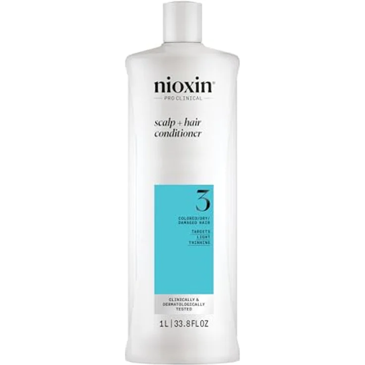 NIOXIN Scalp + Hair System 3 Conditioner – Haarspülung für coloriertes, trockenes & strapaziertes Haar. Beugt dünner werdendem Haar vor – mit Biotin, Koffein & Niacinamid (1 l) – Bild 1