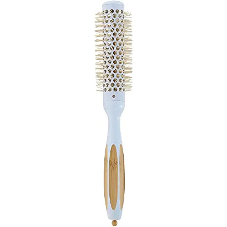 TB TOOLS FOR BEAUTY T4B ILU BambooM Bambus Rund Styling Haarbürste, 25 mm, Pastellfarbe, mit Keramikbeschichtung und Nylonborsten für Pony und kurze Haare, abnehmbare Spitze