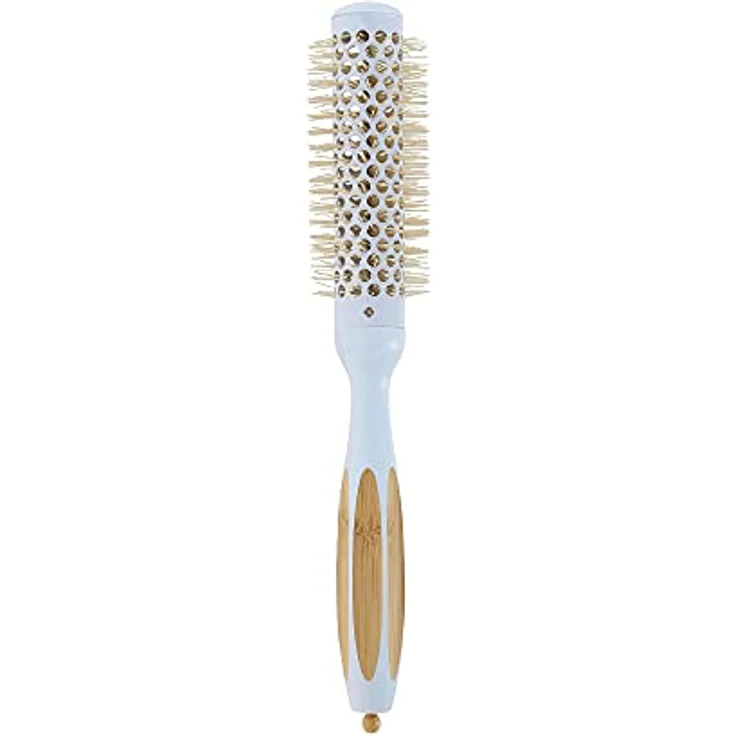TB TOOLS FOR BEAUTY T4B ILU BambooM Bambus Rund Styling Haarbürste, 25 mm, Pastellfarbe, mit Keramikbeschichtung und Nylonborsten für Pony und kurze Haare, abnehmbare Spitze – Bild 1
