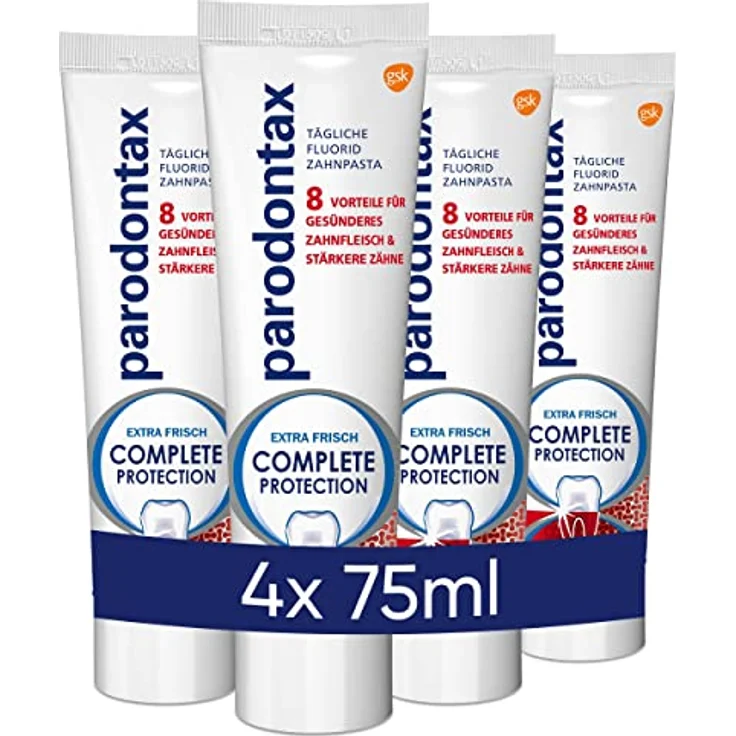 Parodontax Complete Protection Mousse Zahnpasta, Minze, Extra Frisch, hilft Zahnfleischbluten zu reduzieren und vorzubeugen, 4 x 75ml