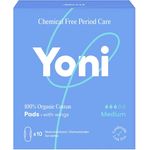 Yoni Binden Normal, 10 Stück aus Bio-Baumwolle mit Flügeln, hypoallergen und atmungsaktiv, super saugfähig, frei von Kunststofffolien und synthetischen Inhaltsstoffen