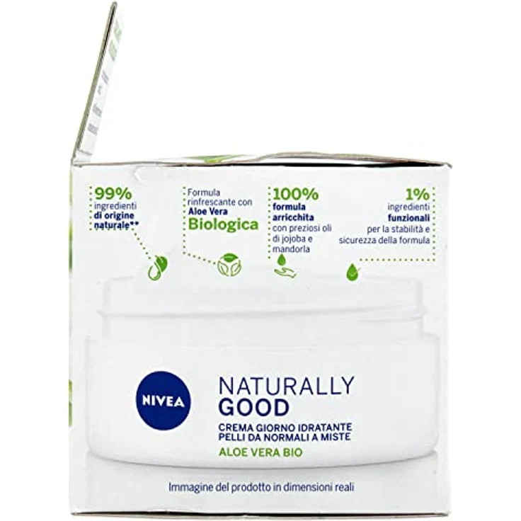 NIVEA NATURALLY GOOD Feuchtigkeitsspendende Tagescreme 50 ml, erfrischende Gesichtscreme für normale und Mischhaut, Feuchtigkeitscreme mit Aloe Vera Bio, Jojobaöl und Mandeln – Bild 4