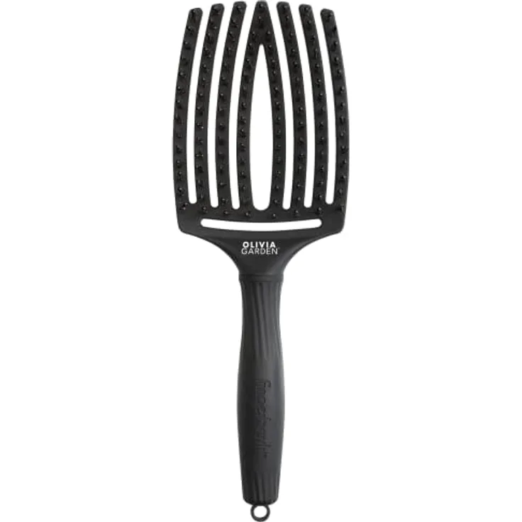 Olivia Garden - Fingerbrush Care Iconic Boar & Nylon Full Black HairBrush - Large