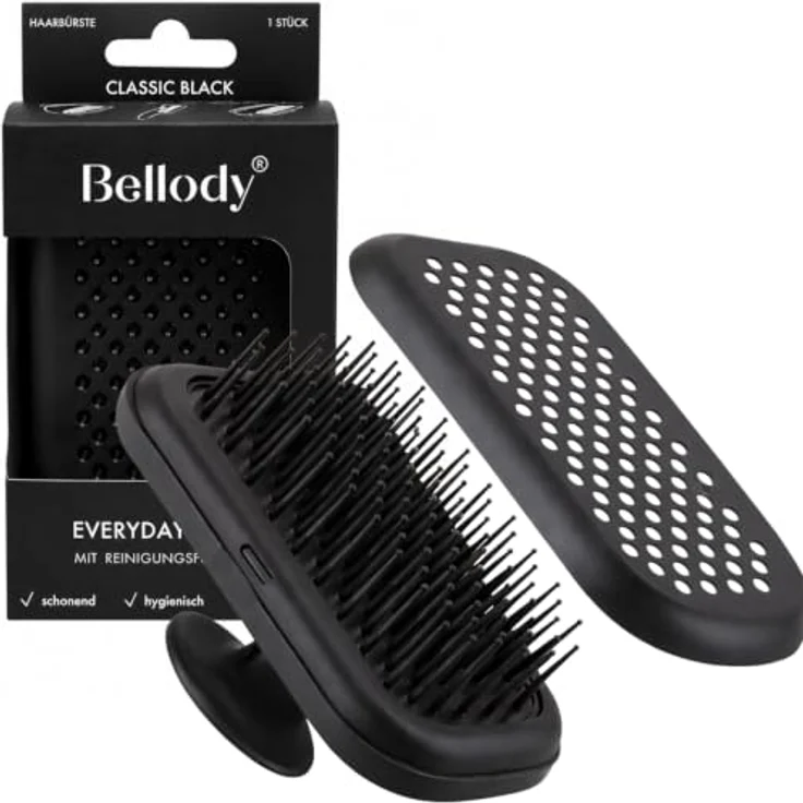 Bellody Everyday Brush, Haarbürste mit Selbstreinigungsfunktion und ergonomischem Griff, mattschwarz – Bild 1