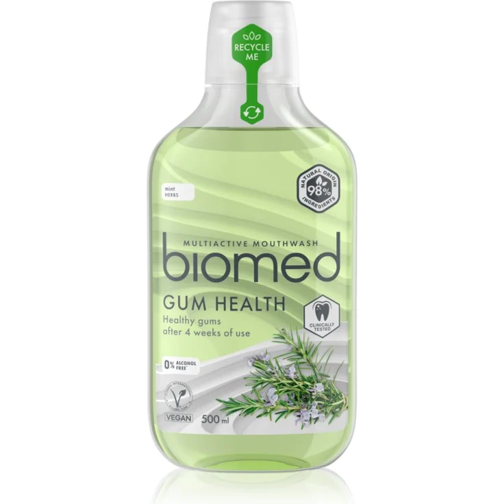 Biomed Gum Health Mundspülung 500 ml, schützt vor Zahnbelag, hält das Zahnfleisch gesund, erfrischt den Atem