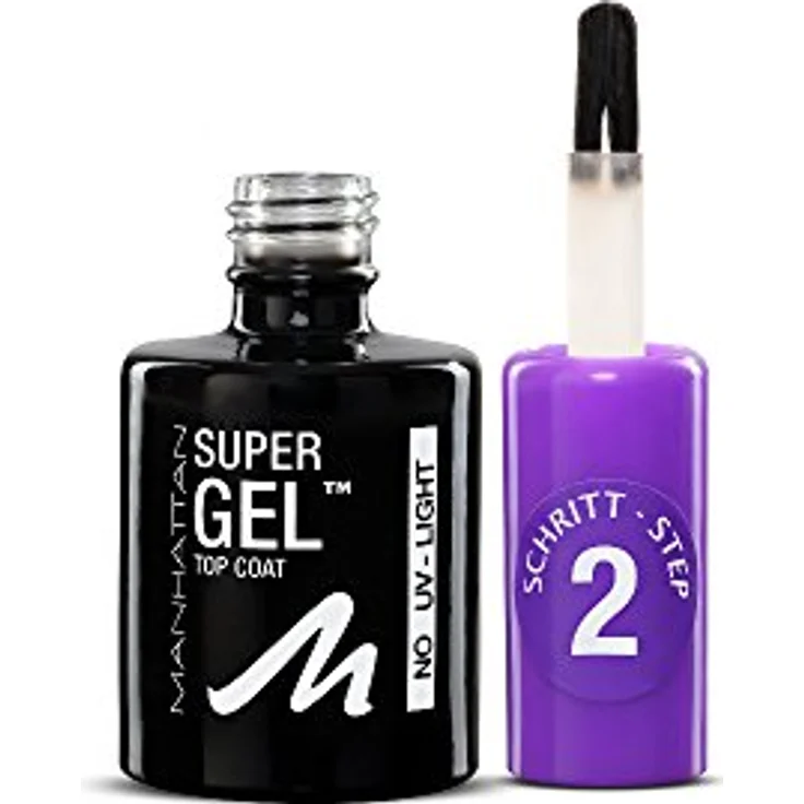 Manhattan Super Gel Top Coat, Maniküre Effekt ganz ohne UV Licht, Durchsichtiger Überlack mit bis zu 14 Tagen Halt, Farbe Clear 001, 1 x 12ml – Bild 1