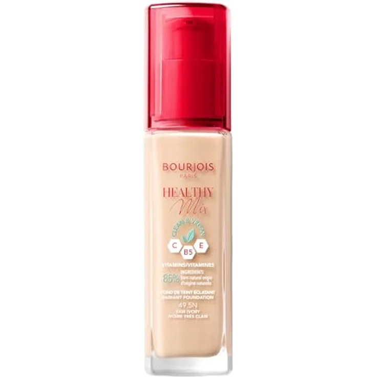 Bourjois Healthy Mix Foundation, feuchtigkeitsspendende Foundation mit Anti-Fatigue-Wirkung, 30 ml, Farbe 49.5 Fair Ivory – Bild 1
