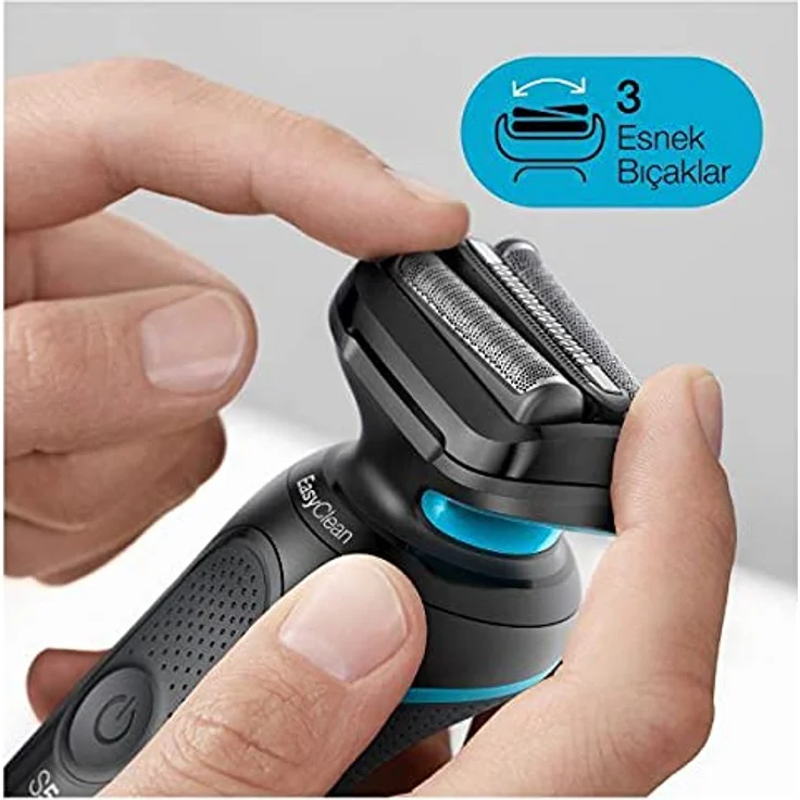 Braun Series 5 50-M1000s Herren Rasierer Nass- und Trockenrasur 2 Scherfolien + 1 mittlerer Trimmer EasyClick System Schutzkappe & Reinigungsbürste – Bild 3