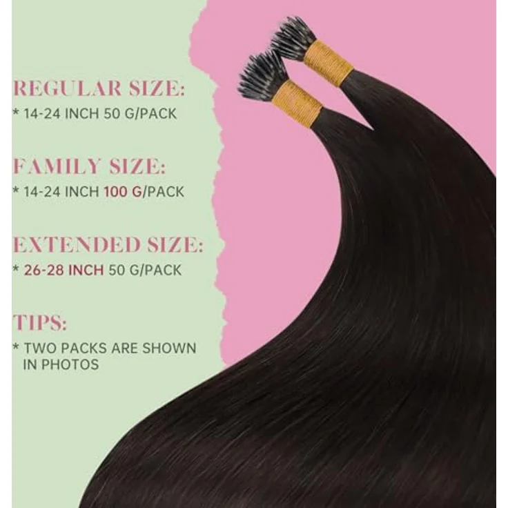 YoungSee Nanoring Extensions Echthaar Braun, 55cm, wiederverwendbar, 1g Nano Beads, für feines Haar, schonende Anwendung – Bild 3