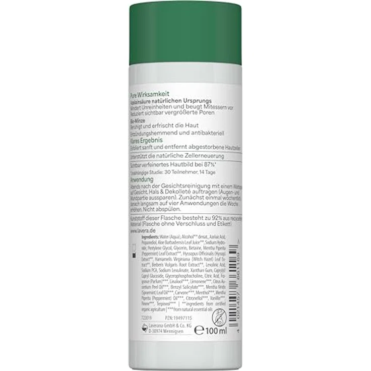Lavera Pure Beauty Liquid Refiner, Tagespflege mit Azelainsäure und Bio-Minze, Anti-Pickel-Pflege für normale und empfindliche Haut, 100 ml – Bild 6