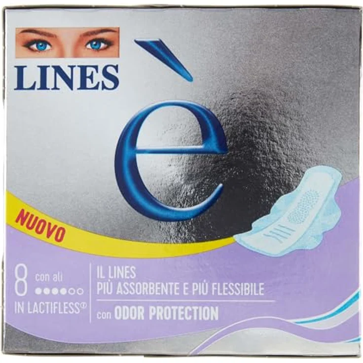 Lines E' Flügel Damenbinden, 8 Stück für optimierten Schutz und Komfort – Bild 3