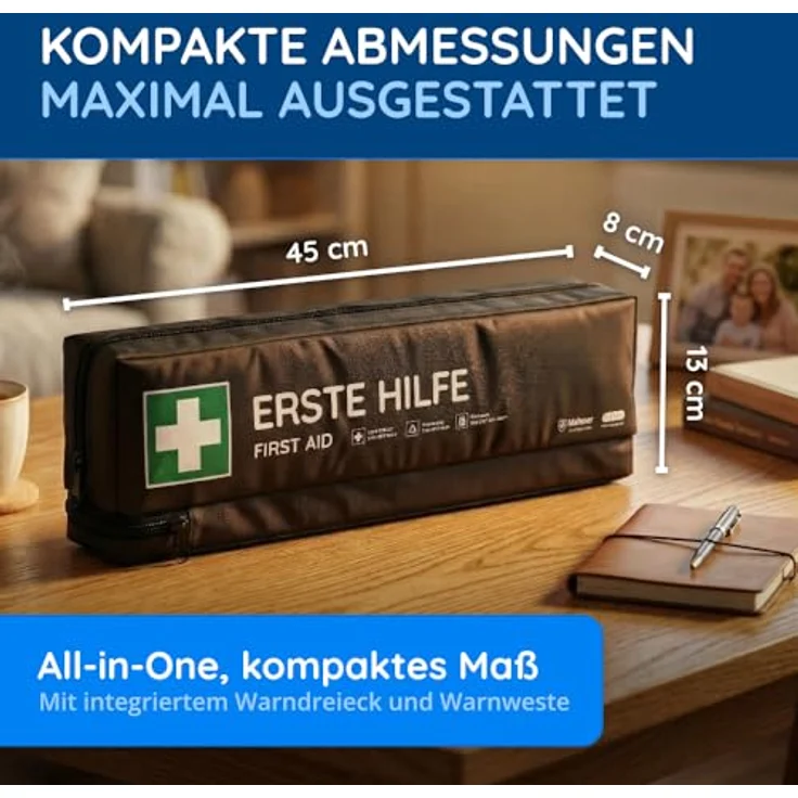 Flexeo KFZ-Verbandtasche inkl. Warndreieck und Warnweste (längliche Form) – Bild 5