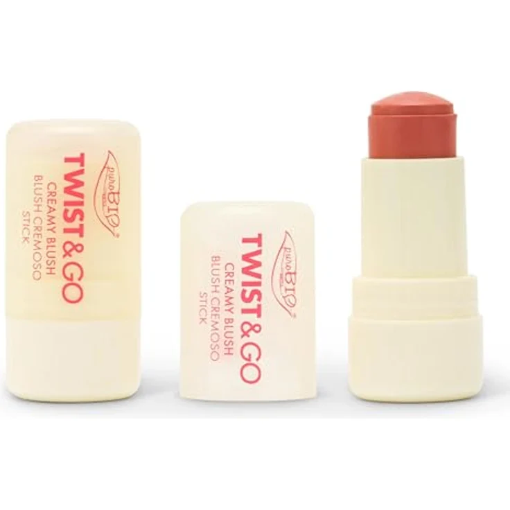 puroBIO Cosmetics Twist&Go Creme-Rouge Stift, Farbton 03 Macaron, 5 g - vegan, leichte Textur, für einen natürlichen Wangenlook – Bild 2