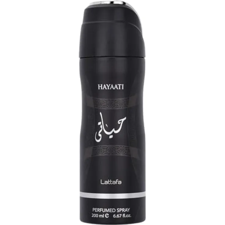 Lattafa Hayaati Parfumé Deodorant Spray für Unisex, holzaromischer Duft mit Apple, Bergamot, Cinnamon, Moschus und Vanille, 200 ml