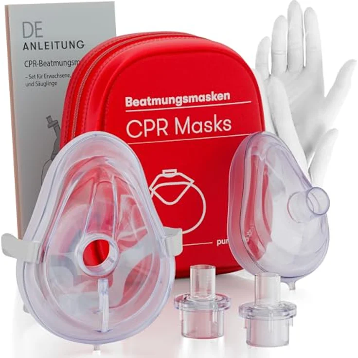 Purahelp Erste-Hilfe-Set Beatmungsmasken Set (1x Erwachsene, 1x Kinder) - CPR Beatmungsmaske, Hygienischer Mund-zu-Mund Beatmung Schutz, 2 St. – Bild 2