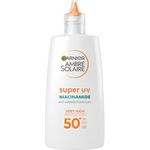 Garnier UV-Sonnenschutzfluid für zu Unreinheiten neigende Haut, Sehr hoher Sonnenschutz mit LSF 50+, Unsichtbares Finish, Ambre Solaire Super UV Niacinamide Daily Fluid, 1 x 40 ml