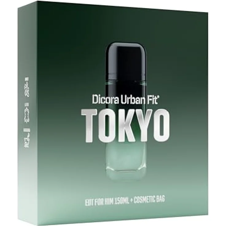 Dicora Urban Fit Set Tokyo for HIM, Herrenparfüm EDT 150 ml, Duftnoten: Ingwer, Bergamotte, Lavendel, Leder, Bernstein, Sandelholz, inklusive Necessaire, Geschenkset – Bild 2
