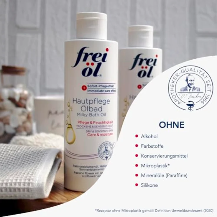frei öl HautpflegeÖlbad, feuchtigkeitsspendendes Körperöl mit hochwertigen pflanzlichen Ölen, vegan, 200 ml – Bild 5
