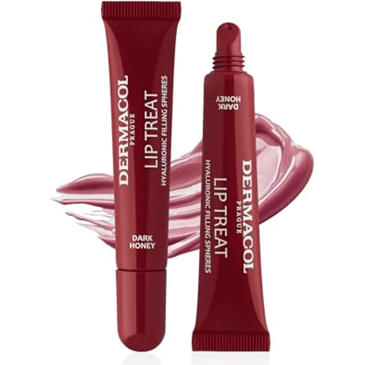 Dermacol Lip Treat Hydratisierendes Lipgloss, Farbton 10 Dark Honey, spendet Feuchtigkeit und glättet feine Linien, 10 ml