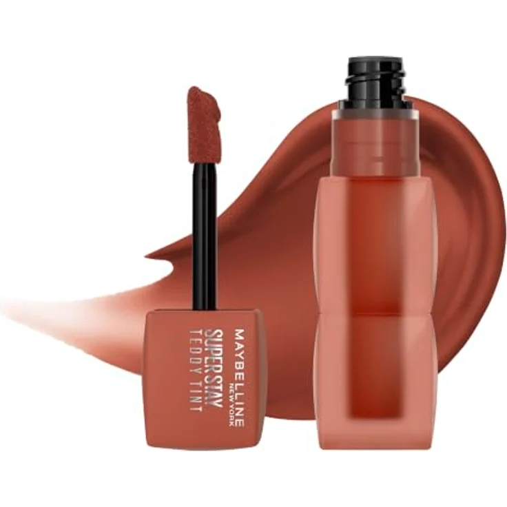Maybelline Superstay Teddy Tint Lippenstift 5 ml, vegane Formel mit langanhaltender, abfärbfester Textur, Farbe: Buffed Out – Bild 4