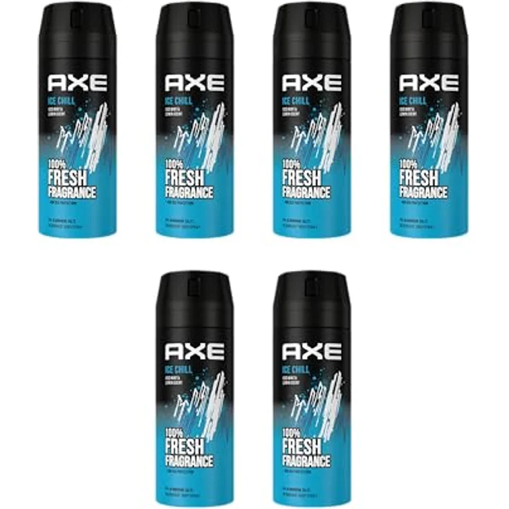 Axe Bodyspray Ice Chill, 6x 150 ml Dose, ohne Aluminiumsalze, frischer Duft nach frozen Mint & Lemon, 48 Stunden Frische – Bild 1