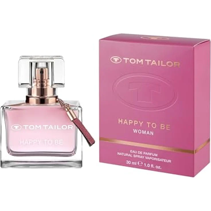 Tom Tailor® Happy To Be Eau de Parfum Natural Spray, veganer Damenduft in femininem Flakon mit Velours-Lederanhänger – Bild 1
