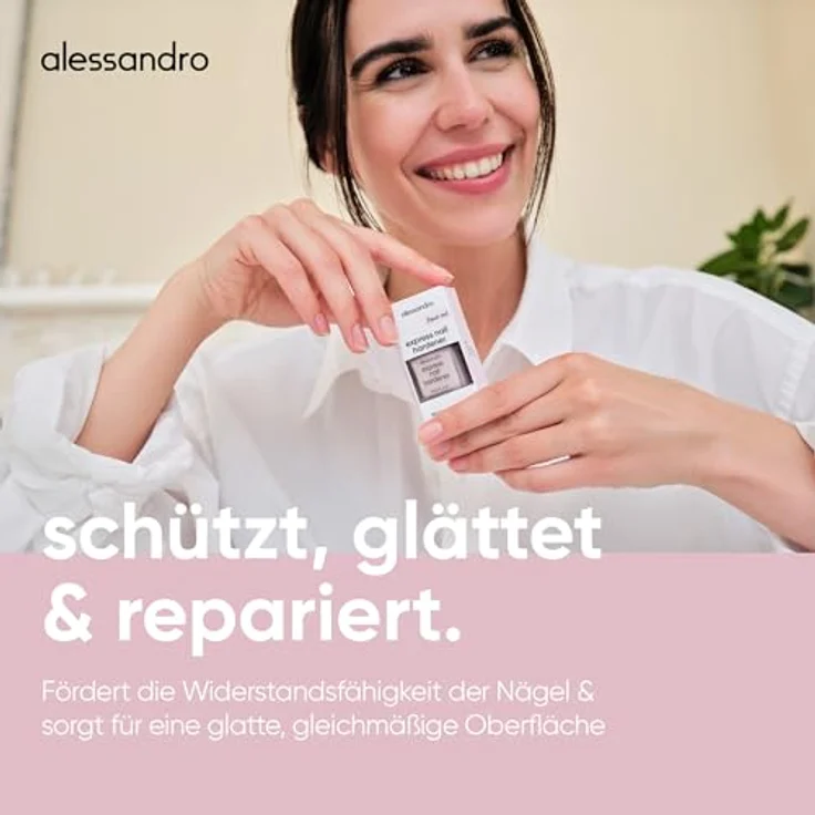 Alessandro Express Nail Hardener, Nagelhärter für Damen, 10 ml, stabilisierende Formel mit Eisen und Calcium, transparente Variante – Bild 3