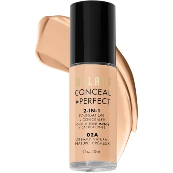 Milani C-M0-012-11 Conceal And Perfect 2 in 1 Foundation + Concealer Creamy Natural, 30 ml