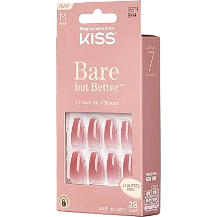 KISS Bare But Better Medium, künstliche Fingernägel 28 St., inklusive Kleber für langanhaltende Maniküre – Bild 2