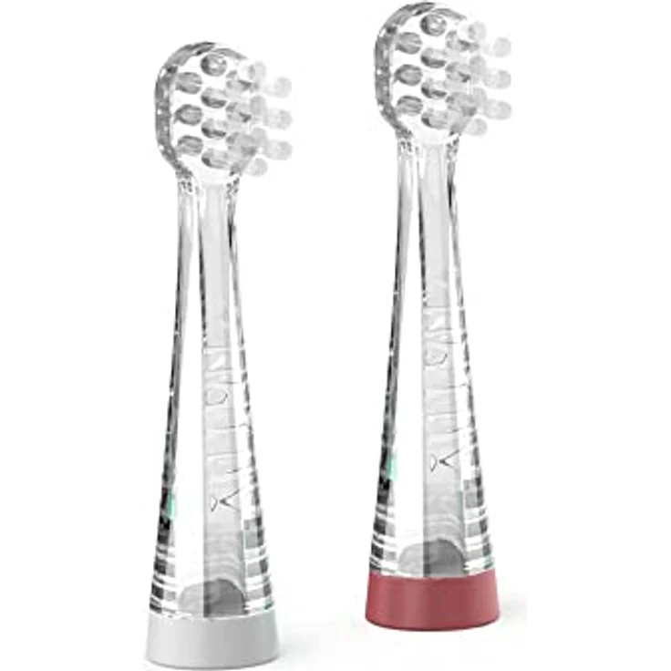 Nuvita Sonic Clean&Care Replacement Brush Heads, Ersatzkopf für Schallzahnbürste für Babys, sanfte Reinigung, 2er Pack, rot/grün – Bild 2