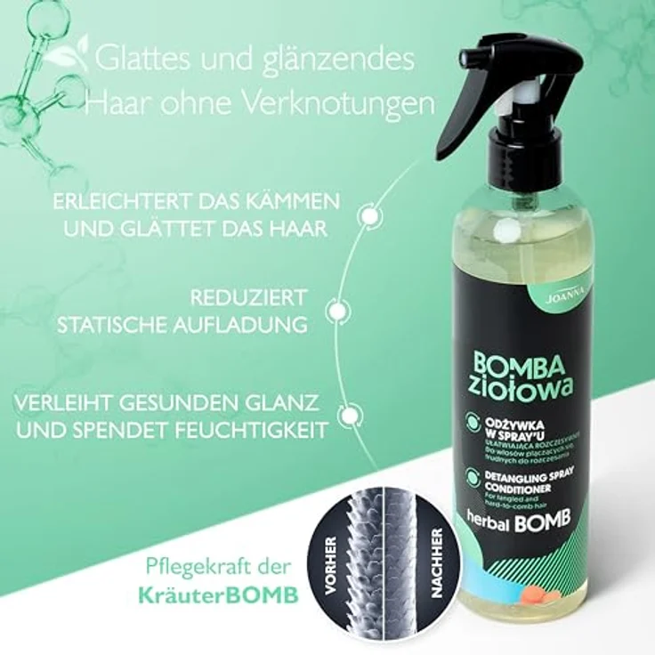 JOANNA Kräuter Bombe Sprühspülung 300ml - Haarserum zur leichteren Kämmbarkeit, Haartonikum zur Förderung des Haarwachstums und Stärkung der Haarwurzeln – Bild 2
