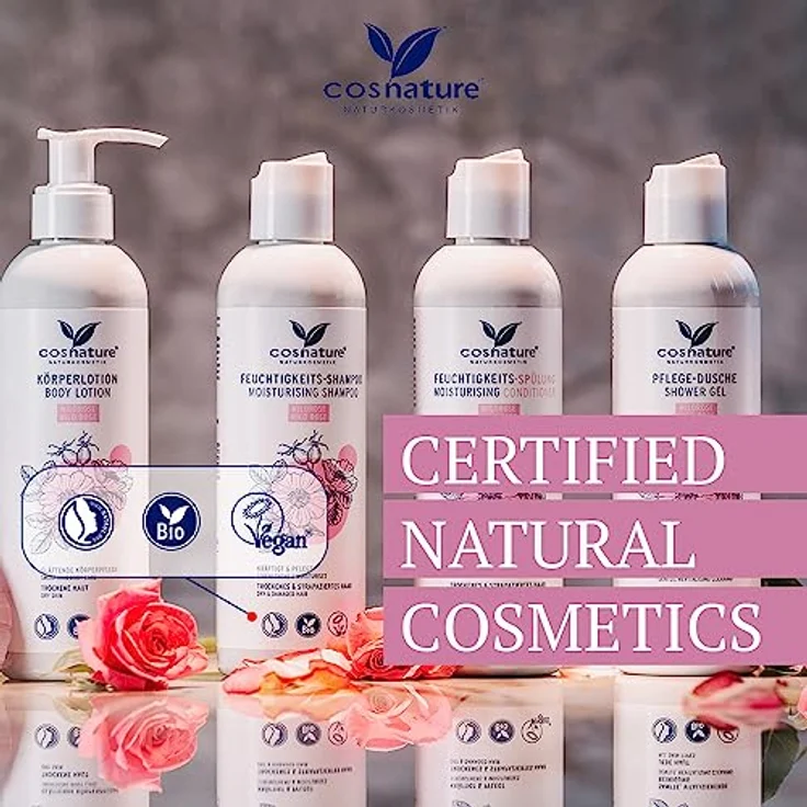 Cosnature Feuchtigkeitsspendendes Shampoo, BIO, rosa, 250 ml – gründliche Reinigung und Pflege für frisches Haar – Bild 4