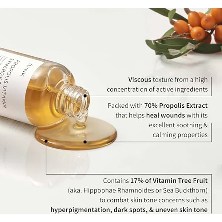 iUnik Propolis Vitamin Synergy Serum, Feuchtigkeitsserum mit 70% Propolis und 12% Vitamin C, 50 ml – Bild 4