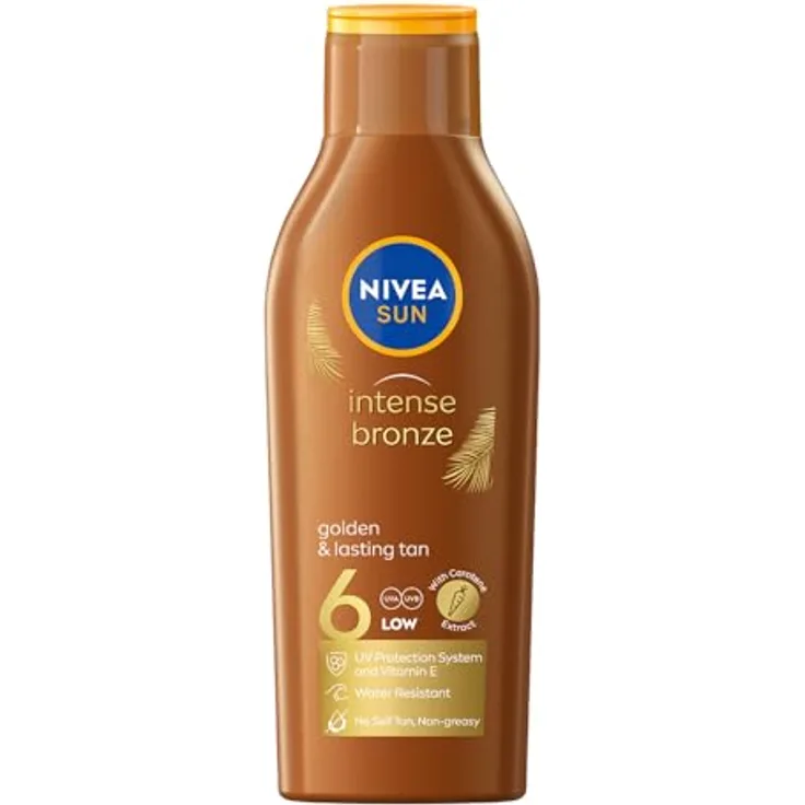NIVEA SUN Intense Bronze Carotin Sonnenlotion SPF 6, 200ml, feuchtigkeitsspendend mit Carotin-Extrakt und Vitamin E, schützt vor Sonnenbrand