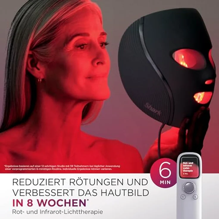 Shark CryoGlow LED Maske, Lichttherapie Maske mit Kühlung der Augenpartie, Anti-Aging, rote/blaue LED, USB-C, Fernbedienung, Kühles Lila FW312EUPL – Bild 3