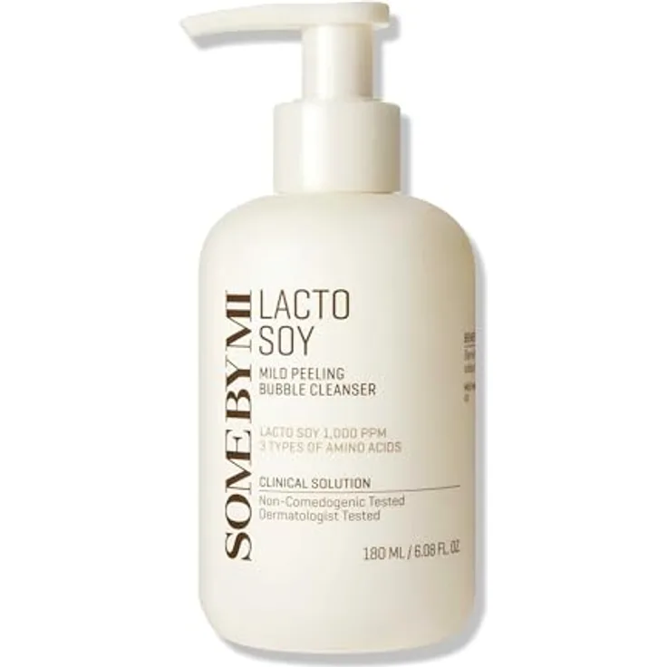 Some By Mi Lacto Soy Mild Bubble Peeling Cleanser, sanftes Gesichtsreinigungs-Peeling für empfindliche Haut, 180 ml, vegan, dermatologisch getestet
