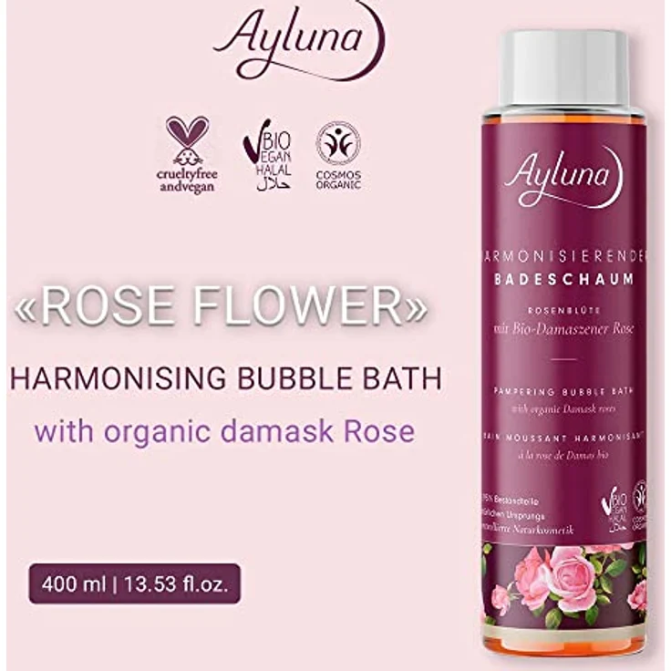 Ayluna Naturkosmetik Rosenblüte, Badeschaum, 400ml - Preisvergleich – Bild 2