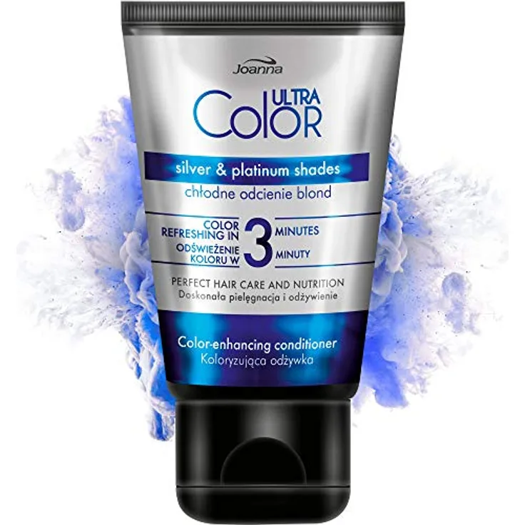 Joanna Ultra Color - Farbschutz-Spülung Conditioner in Silber- und Platinfarben für Natürliches und Gefärbtes Haar - Ammoniakfrei - Farbauffrischung und -intensivierung in 3 Minuten - 100 ml