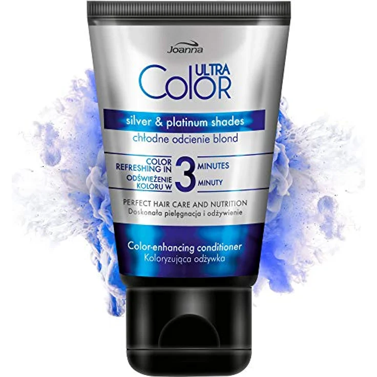 Joanna Ultra Color - Farbschutz-Spülung Conditioner in Silber- und Platinfarben für Natürliches und Gefärbtes Haar - Ammoniakfrei - Farbauffrischung und -intensivierung in 3 Minuten - 100 ml – Bild 1
