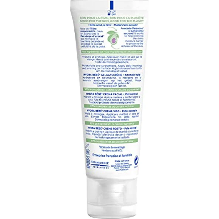Mustela Hydra Bébé Gesichtscreme für Kinder, 40 ml - feuchtigkeitsspendend, sanft zur empfindlichen Haut, natürliche Inhaltsstoffe – Bild 2