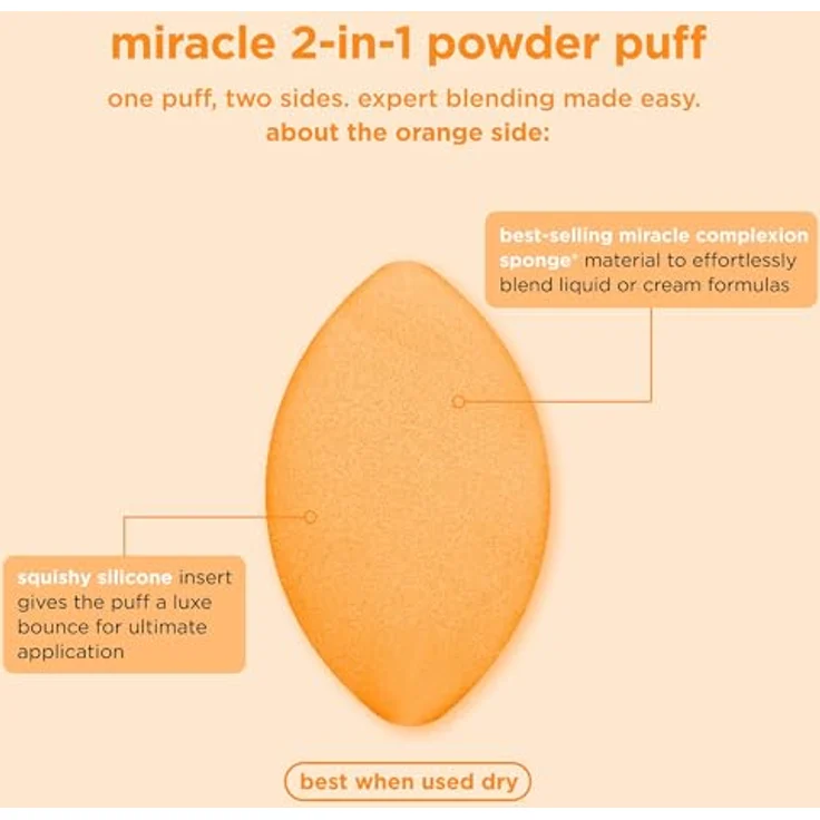 Real Techniques Miracle 2-in-1 Puderquaste, doppelseitiger Puderquast in voller Größe, wendbares Gummiband, Make-up-Schwamm und Puderquaste mit präziser Spitze, für Flüssigkeit, Creme und Puder, 2 Stück – Bild 5
