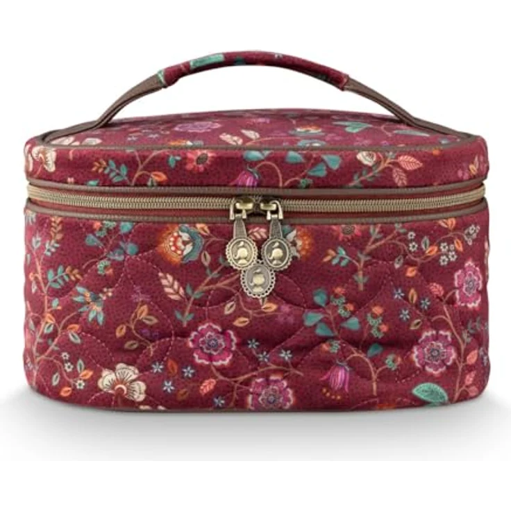 PiP Studio Kosmetiktasche Beauty Case Flora Bangelore, Dark Pink mit Ranken-Stickerei, 100% Polyester, 26 cm breit – Bild 1