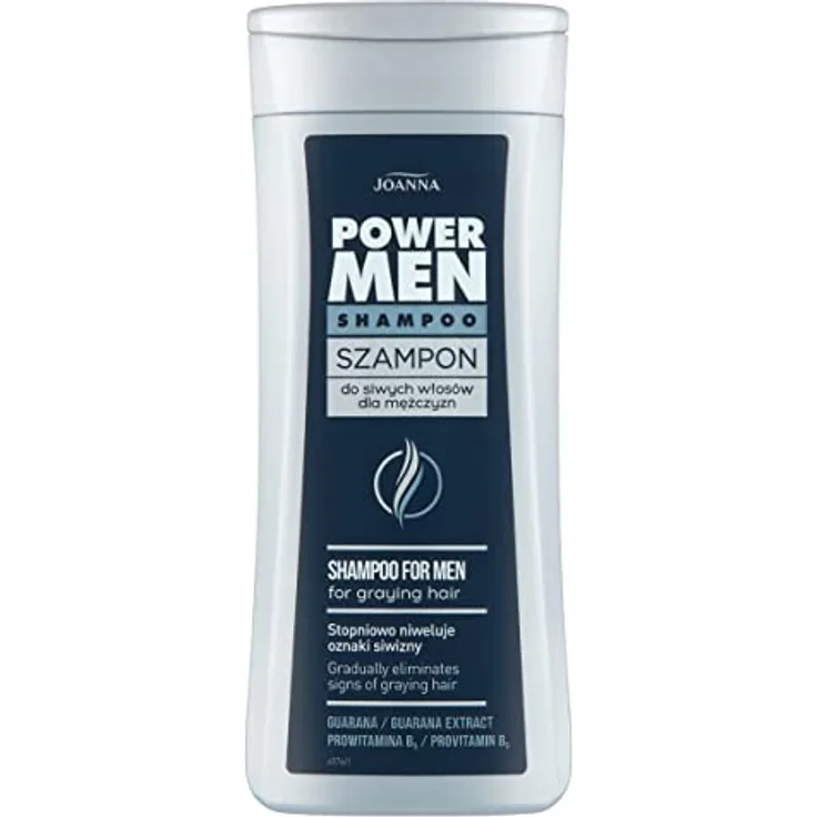 JOANNA Power Man Shampoo zur Entfernung Grauer Haare für Männer - Mit Guarana und Provitamin B5 - 200 ml
