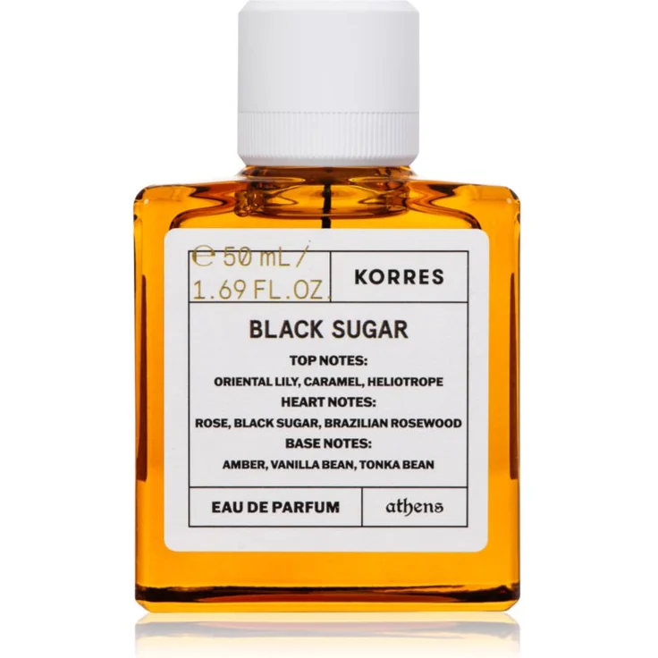 Korres Black Sugar EDP Unisex, 50 ml Eau de Parfum mit süß-holzigem und blumigem Duft, 82 % natürliche Inhaltsstoffe