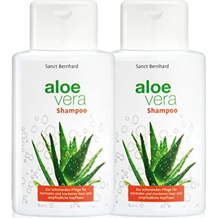 Sanct Bernhard Aloe Vera Shampoo, 2 x 500 ml, milde Reinigung und Pflege für glänzendes Haar, beruhigt empfindliche Kopfhaut